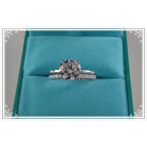 New~6.33 Ct. Round Cut Genuine Diamond Simulant Wedding/Bridal Ring Set Sz 10 - Picture 1 of 5